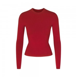 Brick Red Skims Cotton Jersey Women's Long Sleeves T-Shirt | 20495-LITH