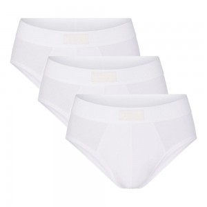 Chalk Grey Skims Cotton 3-Pack Men's Brief | 82963-EVQJ