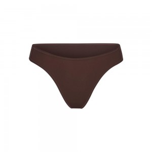 Buy SKIMS Brown Fits Everybody Lace Dipped Thong for Women in UAE