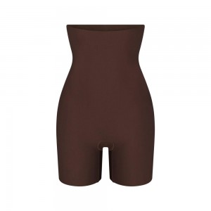 Cocoa Brown Skims Body High-Waisted Mid Thigh Women's Short | 48271-OMZS