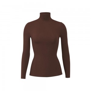 Cocoa Brown Skims Fits Everybody Turtleneck Top Women's Long Sleeves T-Shirt | 50346-ZSIP