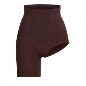 Cocoa Brown Skims Seamless Sculpt Solutionleft Leg Exposed Women's Short | 59614-JSUV