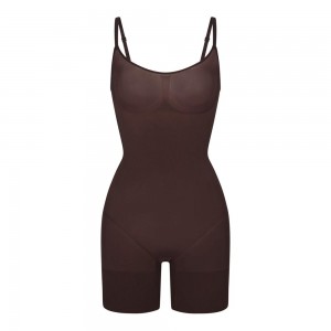 Espresso Brown Skims Everyday Sculpt Mid Thigh Women's Bodysuit | 49653-VIPO