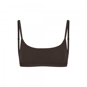 Espresso Brown Skims Fits Everybody Scoop Women's Bralette | 52183-AZSQ