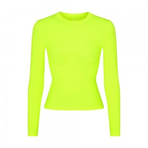 Highlighter Green Skims Fits Everybody Women's Long Sleeve T-Shirt | 78425-LANX