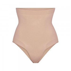 Mica Beige Skims Seamless Sculpt High-Waisted Women's Brief | 54176-TQUH