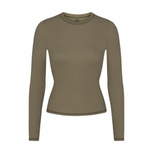 Multicolor Skims Cotton Rib Women's Long Sleeves T-Shirt | 72986-IKHS