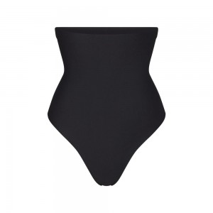 Onyx Black Skims Body High-Waisted Women's Thong | 43061-FKUH
