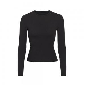 Onyx Black Skims Fits Everybody Women's Long Sleeve T-Shirt | 94562-QODE