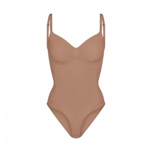 Sienna Khaki Skims Seamless Sculpt Brief Women's Bodysuit | 29165-CYRF
