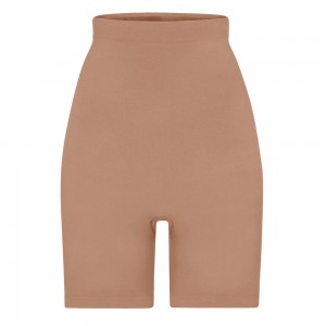 Sienna Khaki Skims Seamless Sculpt High-Waisted Above The Knee Women's Short | 30587-FECQ