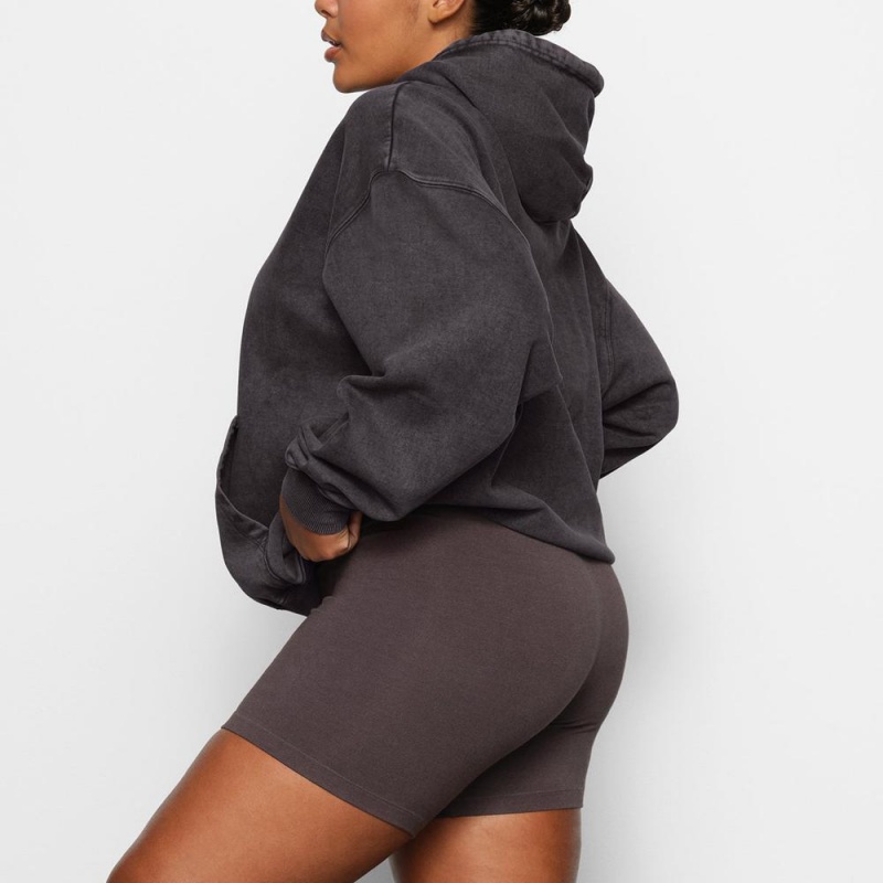 Ash Black Skims Boyfriend Fleece Women's Hoodie | 23467-TQRK