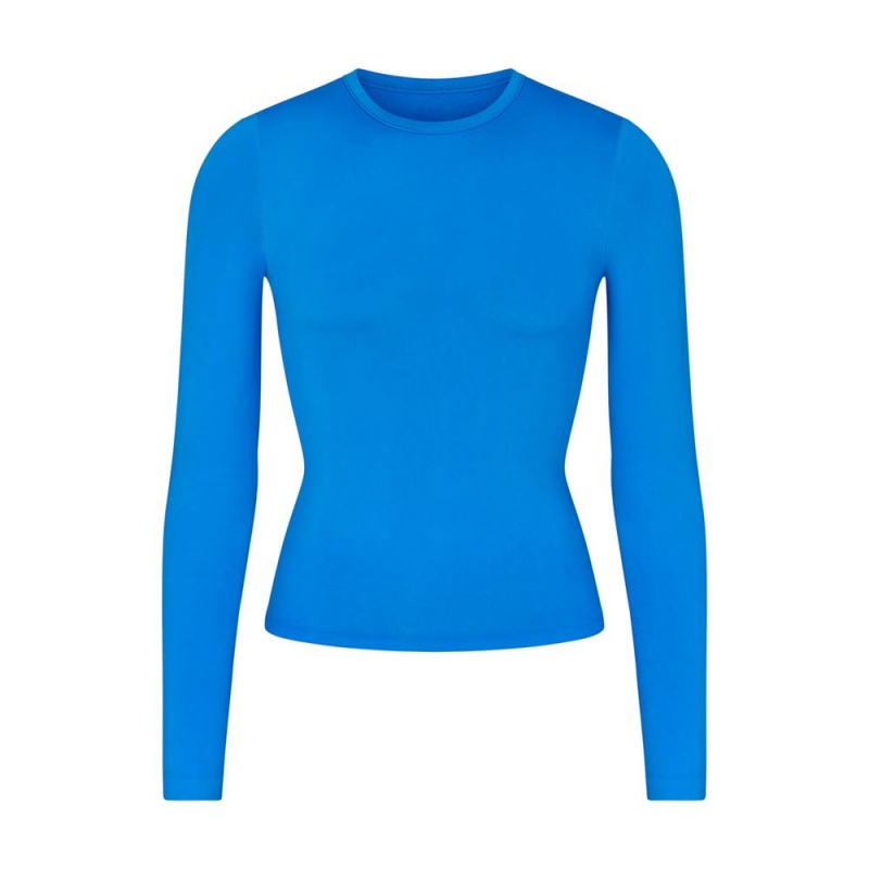 Azul Blue Skims Soft Smoothing Seamless Women\'s Long Sleeve T-Shirt | 42071-PTXY
