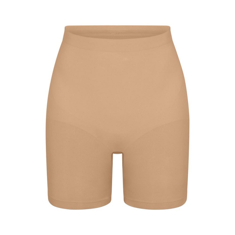 Clay Khaki Skims Seamless Sculpt Mid Thigh Women\'s Short | 89607-KRTL
