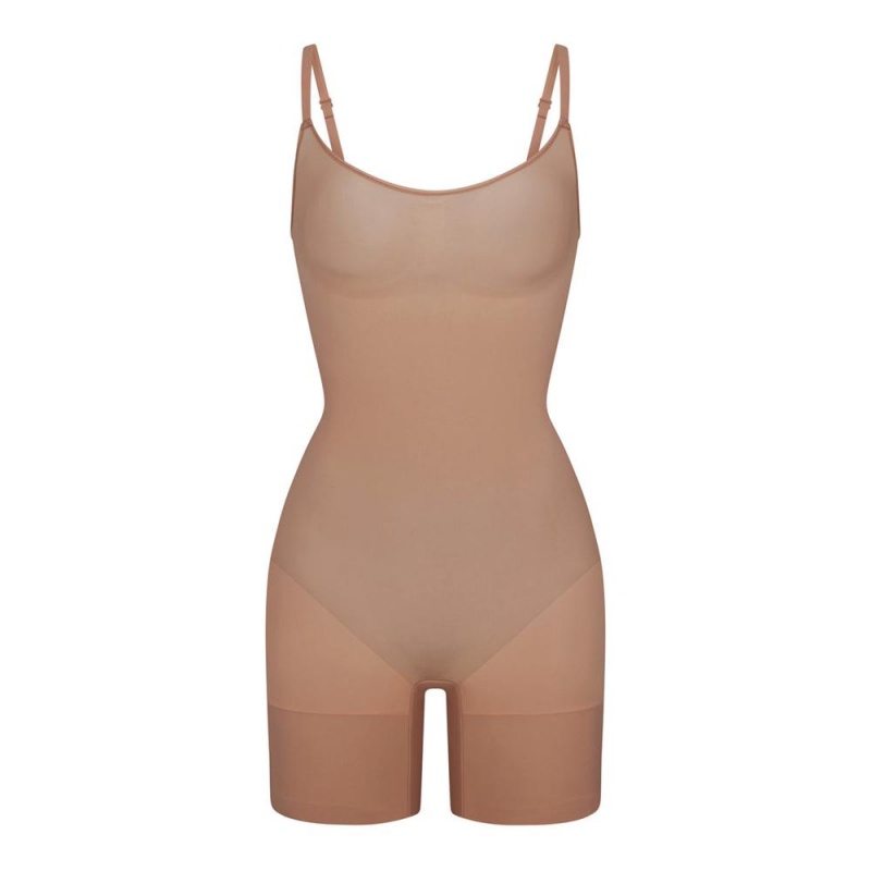 Sienna Khaki Skims Everyday Sculpt Mid Thigh Women\'s Bodysuit | 46218-BZPS