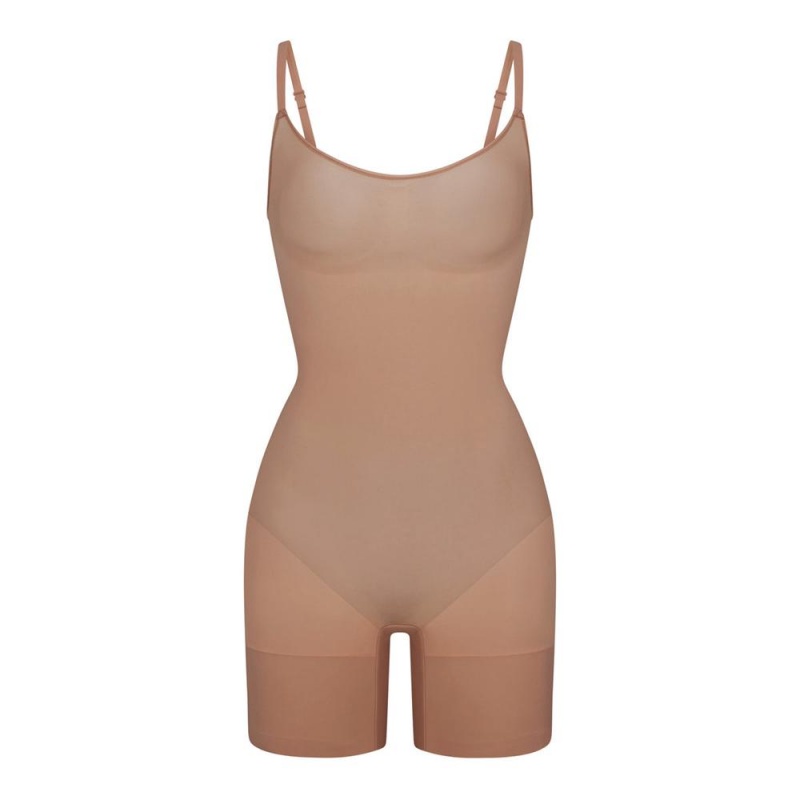 Buy SKIMS Brown Seamless Sculpt Strapless Thong Bodysuit for Women in Saudi